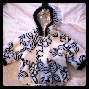 Black and White Faux Fur dress Coat. Toddler